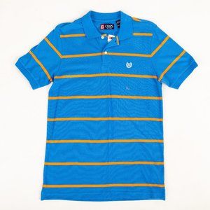 Chaps Mens S - Polo Type Shirt Blue with Orange Stripe NWT